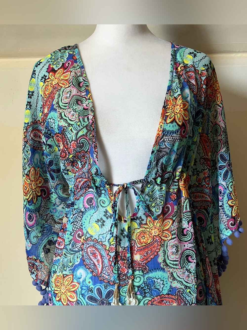 Bleu by Rod Beattie Paisley Cover-Up Dress – Boho Beach Tunic size Small - Picture 7 of 10